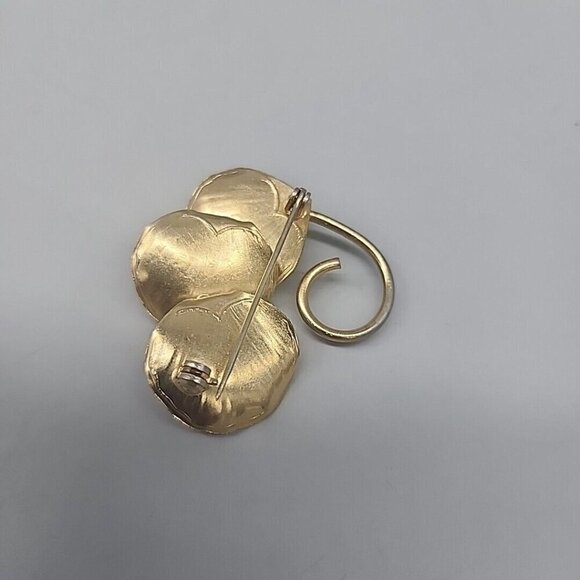 Vintage Spring Pansy Viola Flower Faux Pearl Gold tone Brooch - Picture 4 of 4